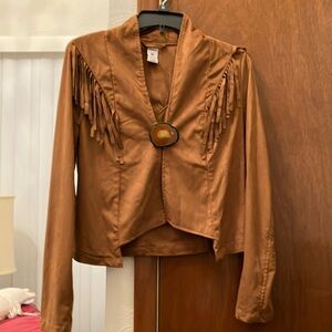 ALMOST FAMOUS faux suede fringed jacket